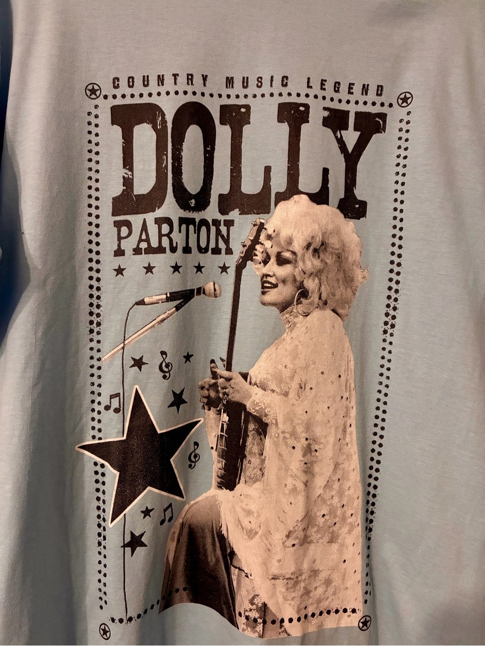 Port & Company Legend Dolly Parton Vintage Style Graphic Tee - Light Blue Size